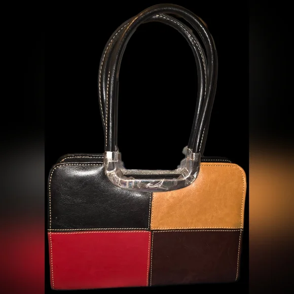Colorblock Vegan Leather Tote Bag - Picture 4 of 4